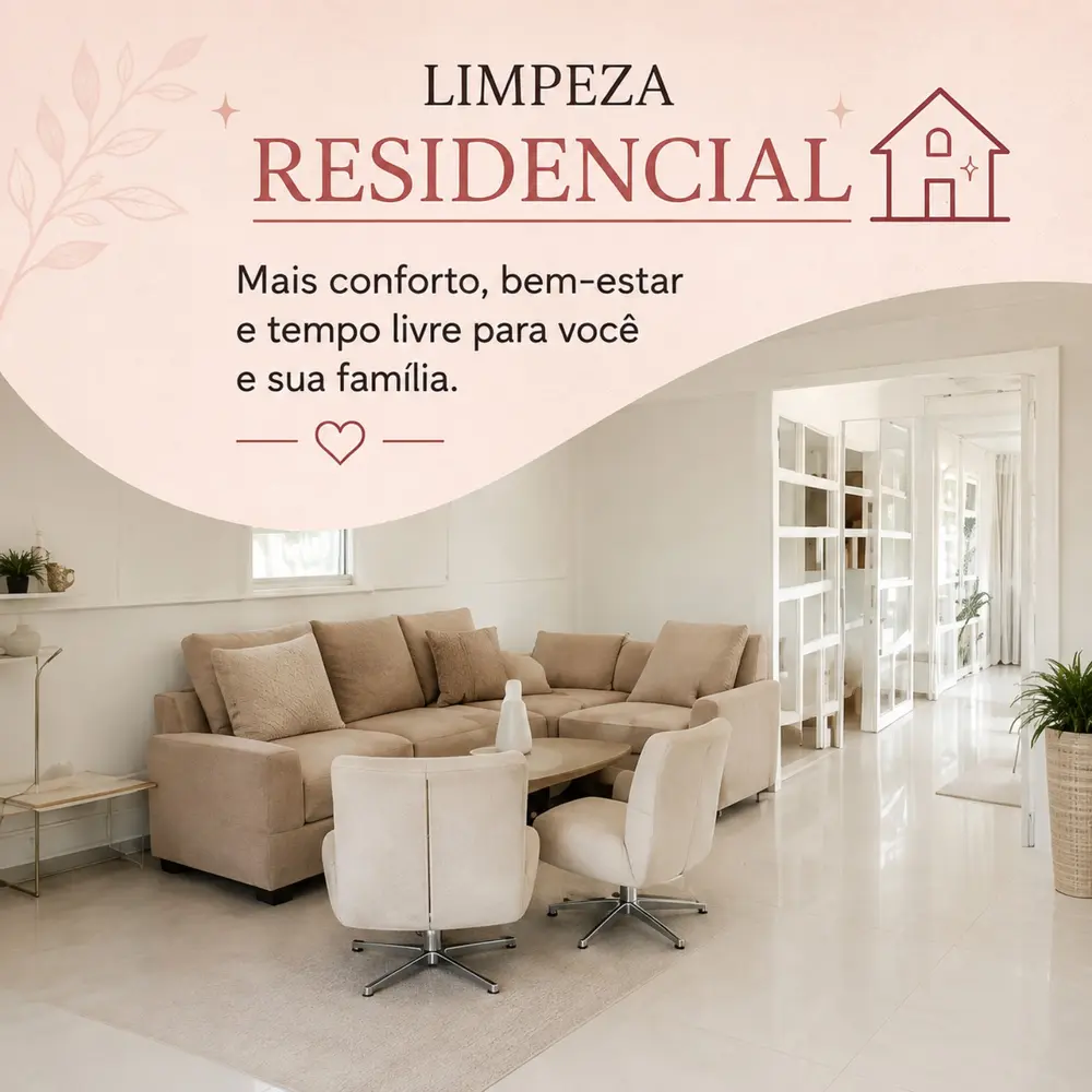 Sala residencial limpa, organizada e bem iluminada